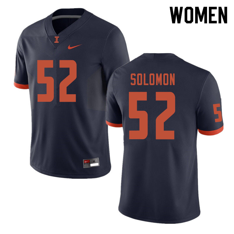 Women #52 Adam Solomon Illinois Fighting Illini College Football Jerseys Sale-Navy